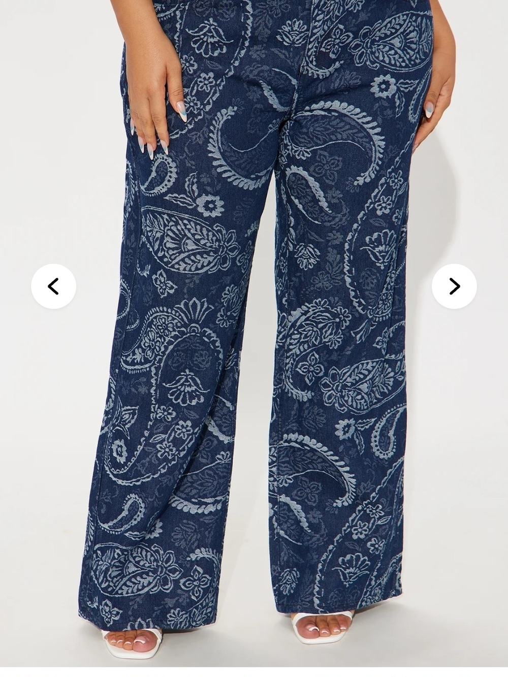 Wide Leg Paisley Print Jeans - Navy ** 2 Day Sale $19**